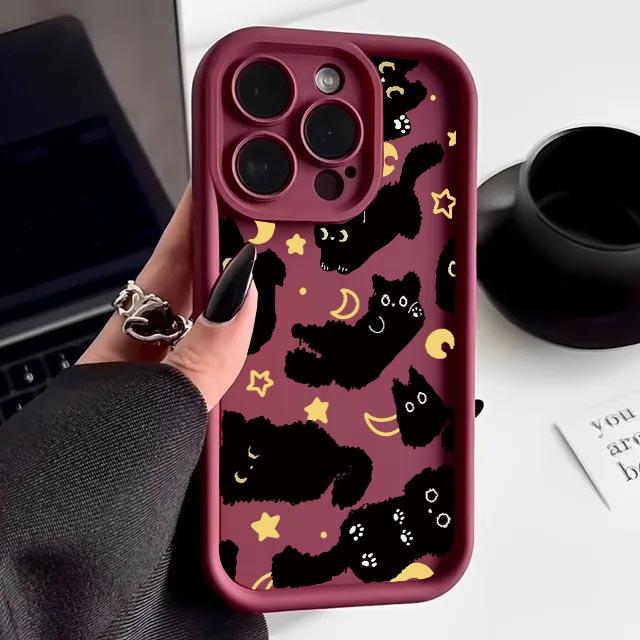 Cute Moon Stars Cat Phone Case For OPPO A5 A6 Pro Reno 14 13 12 11 F31 PRO 10 PLUS A79 A60 13F 12F A5 F29 5G Silicone Korean Cov