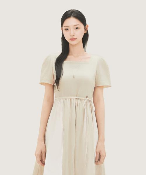 ROEM Square Neck Short Sleeve Dress Rmowg26Rt1
