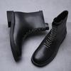Fashion Brand Business Office Chelsea Boots Fashionable British Style High Top Square Toe Men's Boots Autumn New Handmade Leather Boots