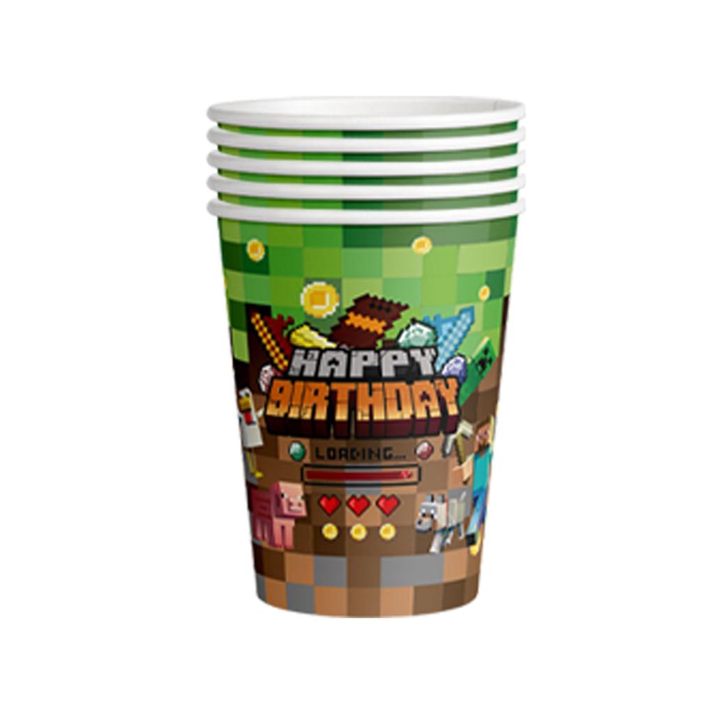 MC Pixel Games Birthday Party Decorations Tableware Cup Plate Napkin Tablecloth My World Balloon Party Favors Gifts Supplies