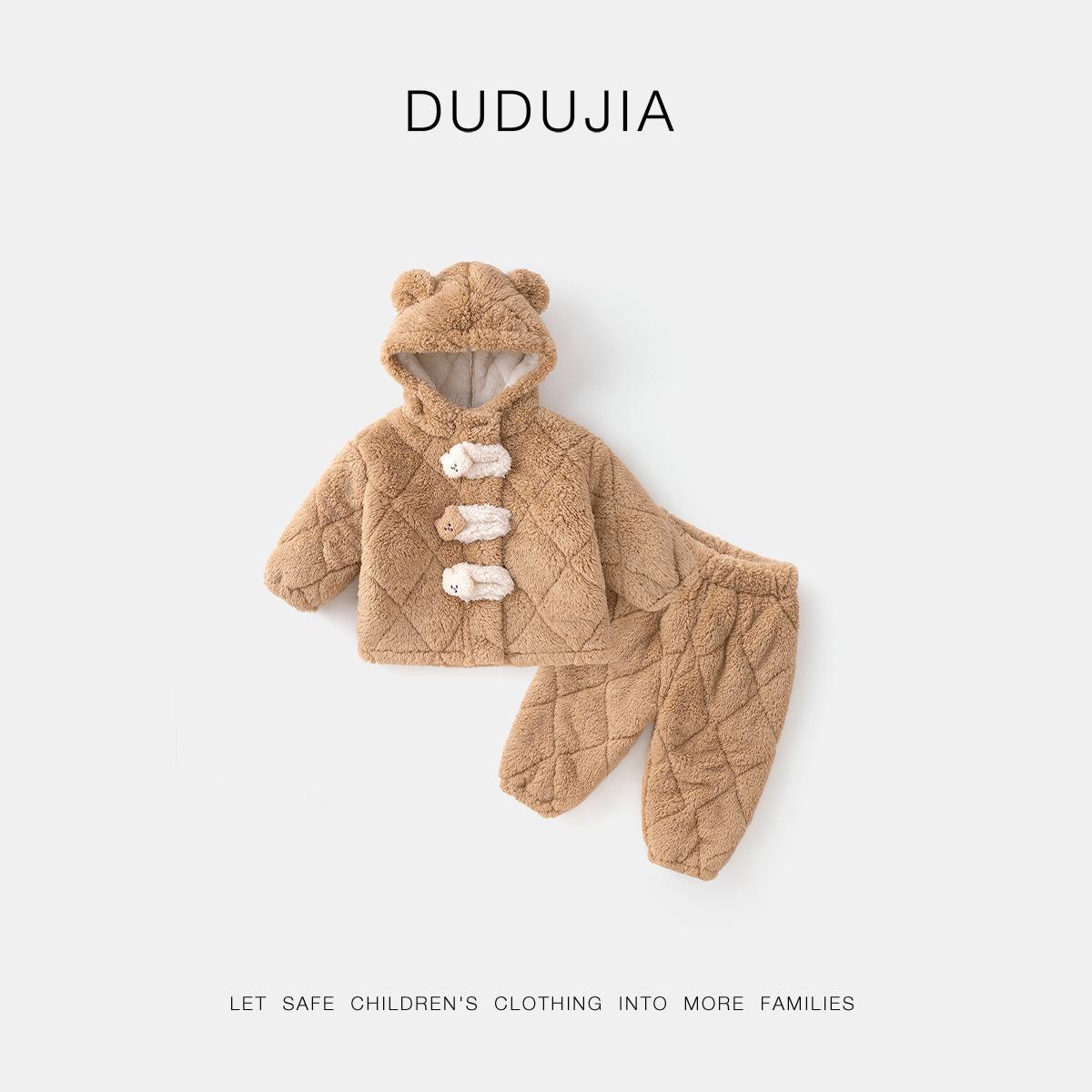 Dududu Home Зимний Уютный Пижамный Комплект для Детей - Толстая, Теплая Одежда для Сна для Мальчиков 80cm