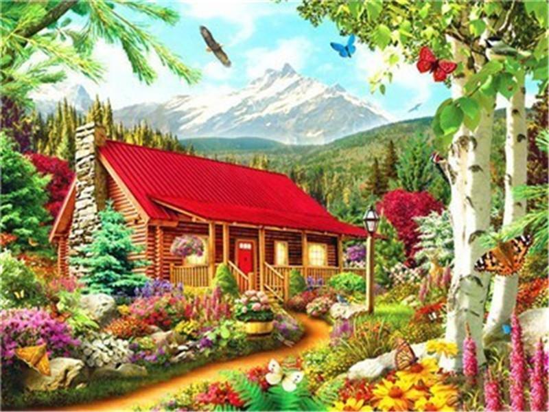 Seturi de pictură cu diamante, peisaj, strasuri, broderie cu diamante 5D, cu punct de cruce, mozaic, artizanat cu punct de cruce