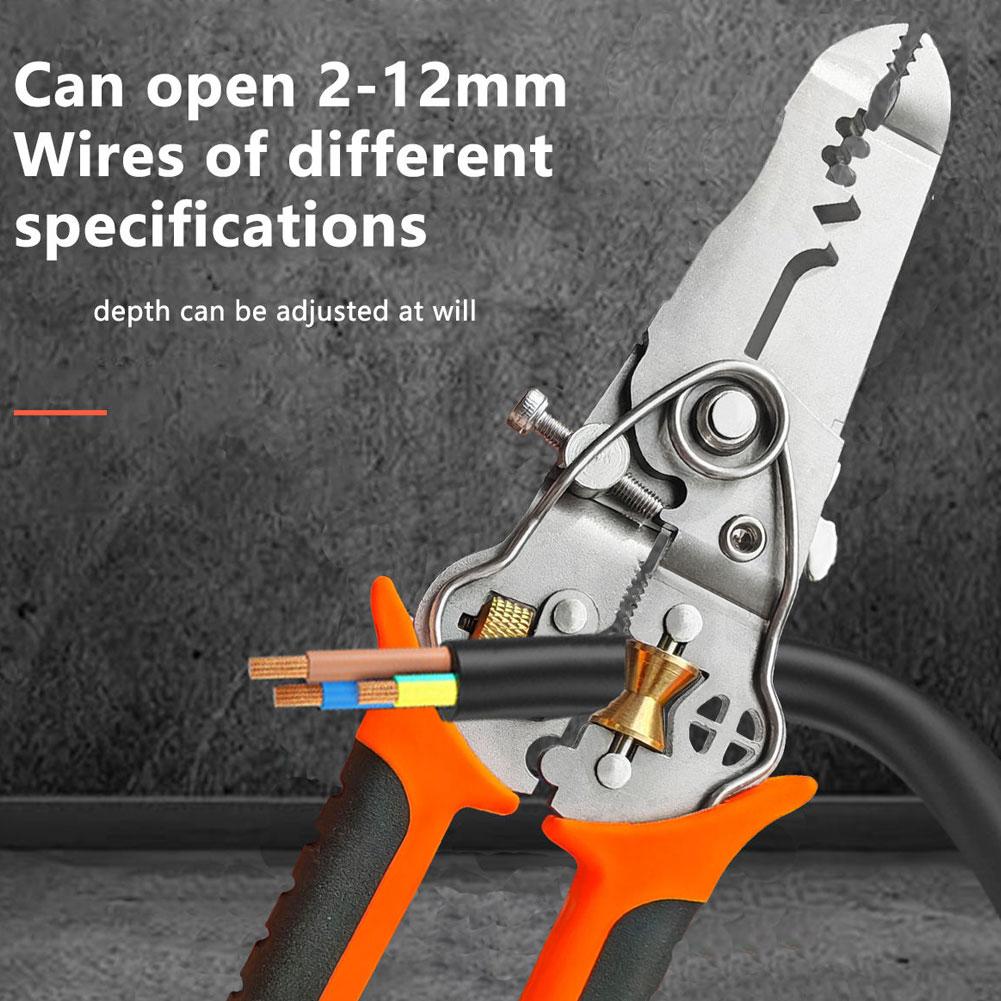 1pc Multi-Purpose Wire Stripper High Carbon Steel Cable & Wire Cutting Tool For All Electrical Work R0U9