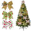 Striped And Polka Dot Ornaments 2Pcs Christmas Bow Decor, European Style Ribbon Ornament for Decorative Bows Door Wreaths Gift Box Tree Wreath,