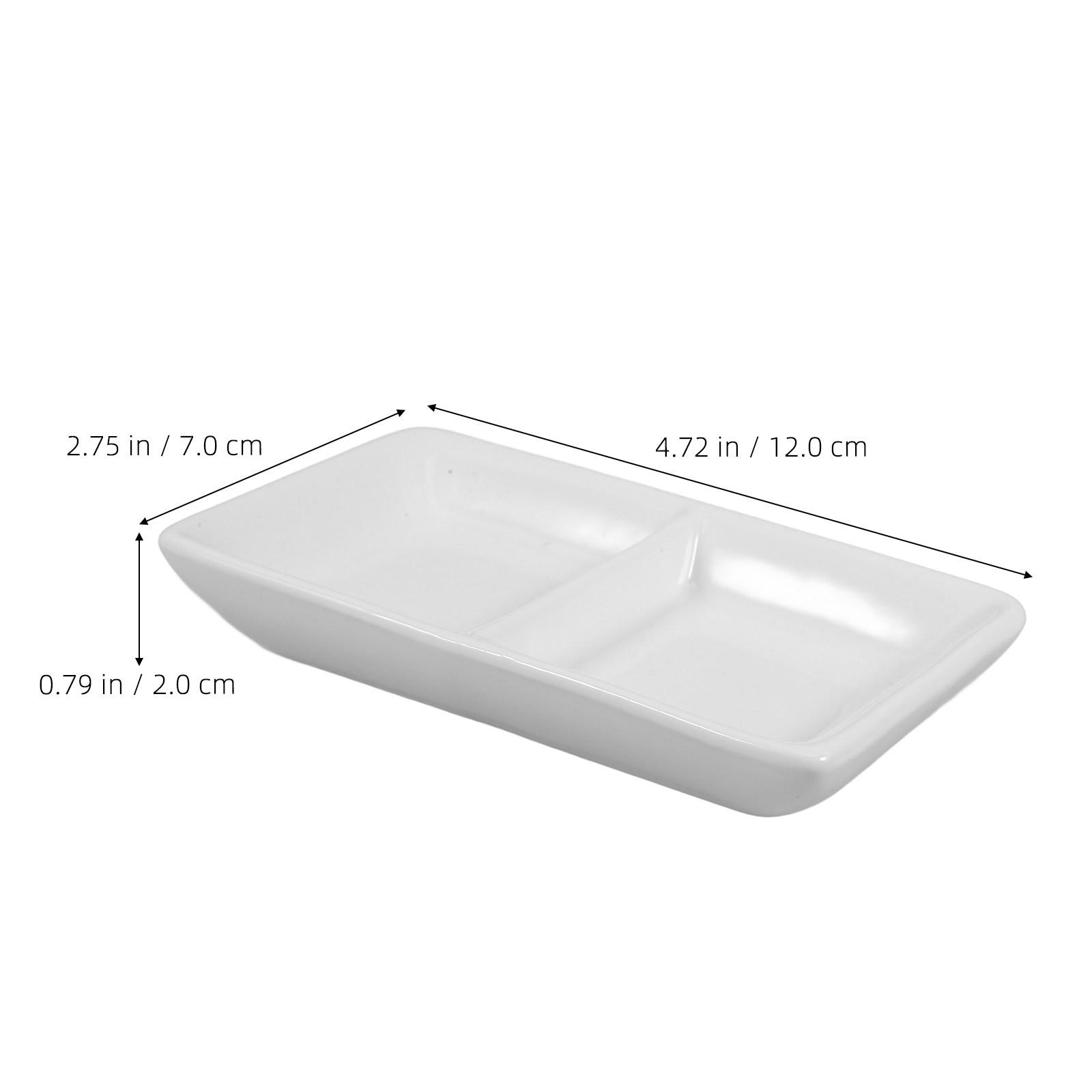 

5.5 Inch Pure White Ceramic Appetizer Serving Tray 2-Compartment Divided Sauce Dish for Soy Sauce Spice Dipping Snack Serving