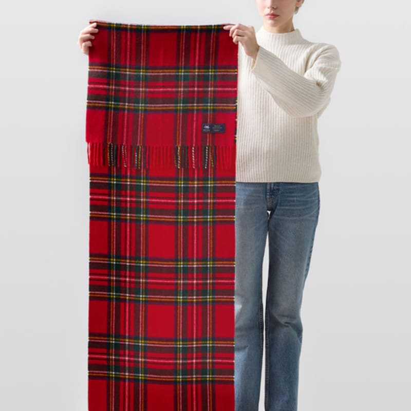 ABRAHAM MOON Merino Wool Shawl Muffler 50cm - Navy Thompson