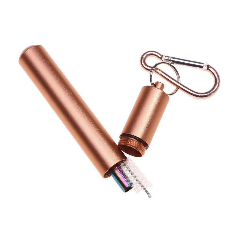 Reusable Telescopic Straw 304 Stainless Steel Metal Straw With Cleaning Brush Portable Drinking Straw Set For Travel With Case