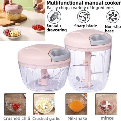 500/900MLmanual Stainless Steel Garlic Chopper,rotating Sharp Blade,smooth Drawstring,non Slip Base,use for Onion,meat,milkshake
