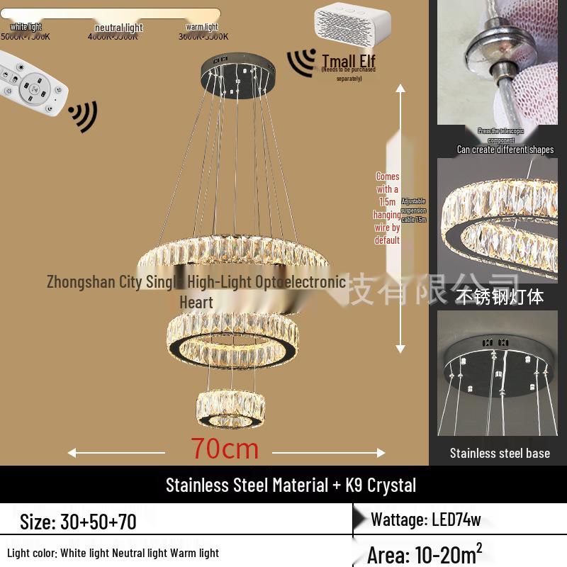 Modern Crystal Chandelier - Round Pendant Light for Dining & Living Rooms