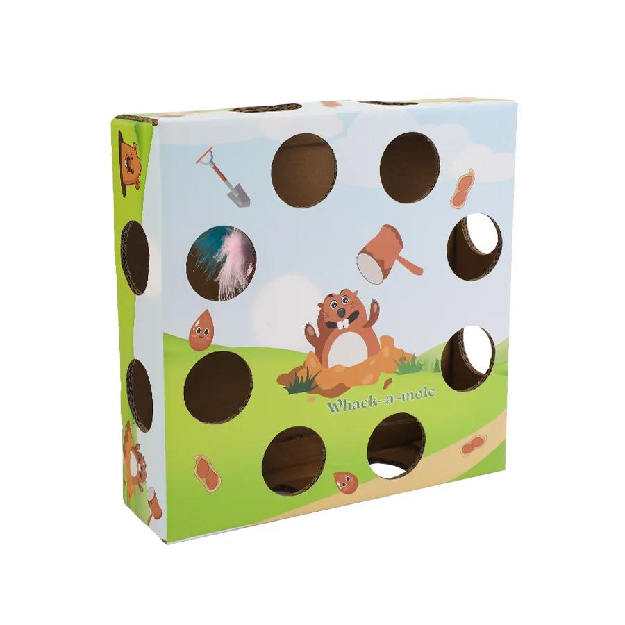 

Cat Electric Feather Toy Attractive Kitten Square Padded Cardboard Box Pet Christmas Gift With Colourful Artificial Feather