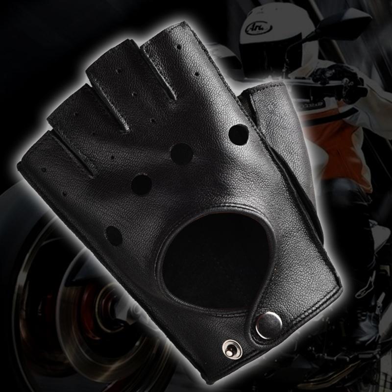 PU Leather Gloves Men Half Finger Fitness Sports Driving Anti-skid Strong Wear-resistant Driving Retro Motorcycle Fashion Glove