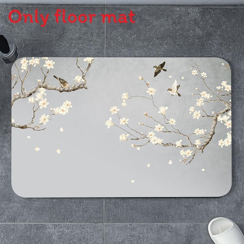 

Сливовый Лотос Узор Цветок Персика Диатомовая Грязь Подушка Кухонный Ковер Туалет Jade Lavender Gray,40x60cm