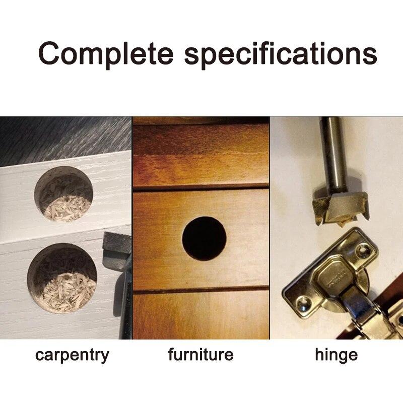 5pc Woodworking Flat Wing Drilling and Reaming Hinge Drill Bit 15-35mm Drilling Bit Hole Opener Cutting Tool Set