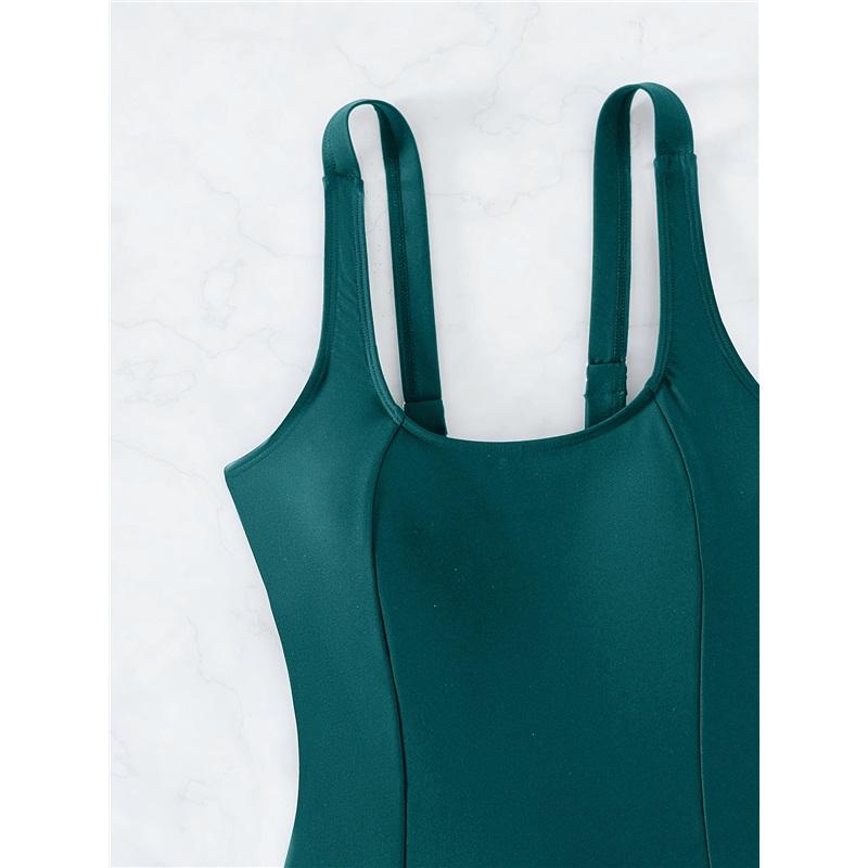 Nuovo costume da bagno intero slim conservativo tinta unita bikini da spiaggia vuoto schiena bellissima intero