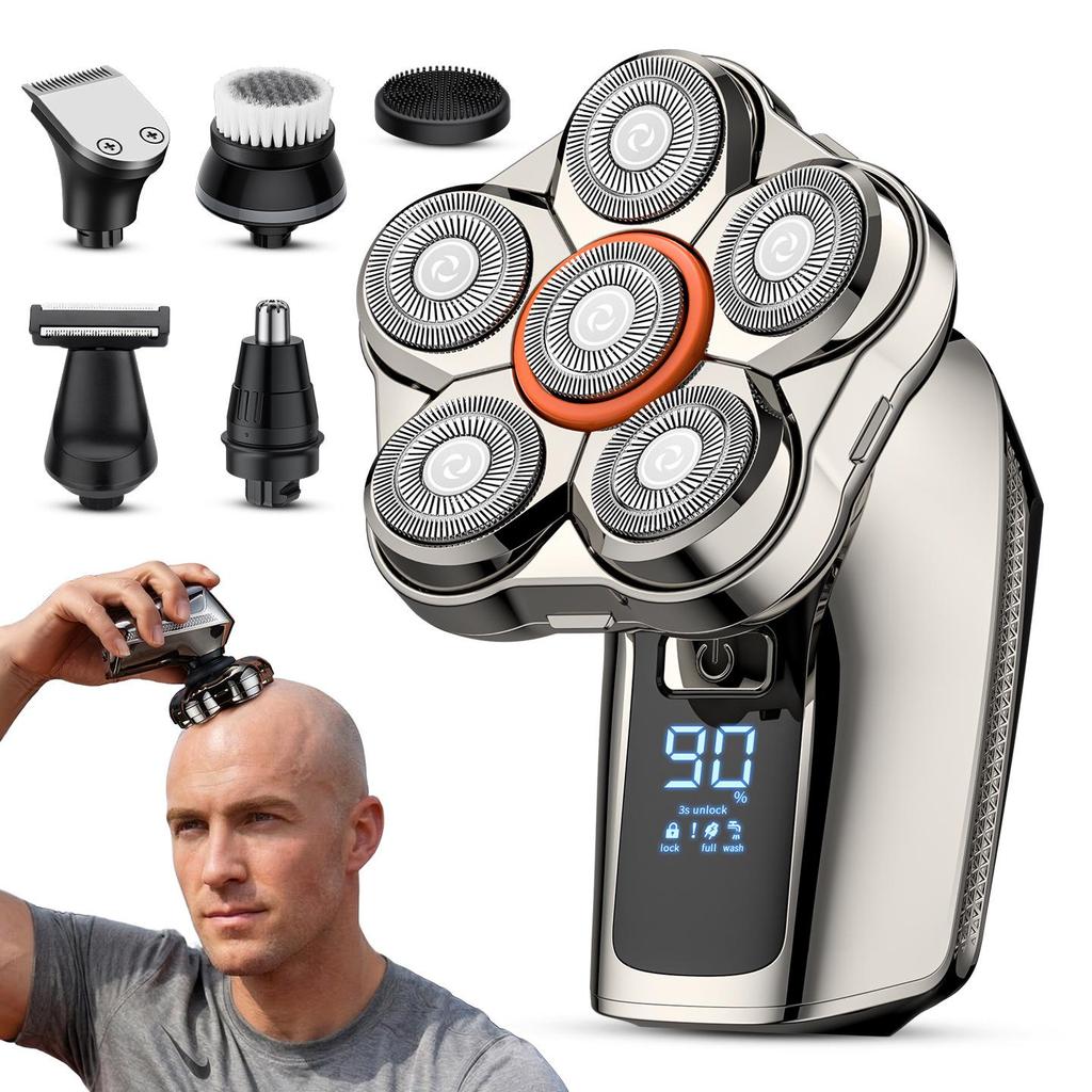 Smart TYPE-C Washable Six-Blade Electric Shaver with Digital Display