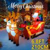 6.8FT Xmas Holiday Inflatable Yard Decor Santa Sleigh with Reindeer LED Christmas Toy Home Decorations Supplies Ornament Gift