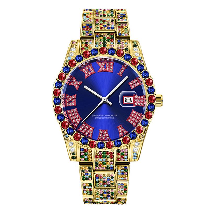 Hip-Hop Men's Diamond-studded Water Ghost Calendar Quartz Watch
