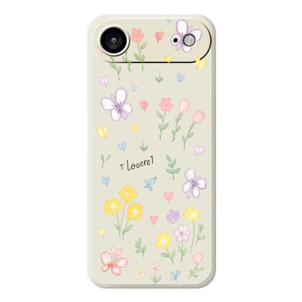 

For iPhone 17 Air Case Small Flowers Pattern Printing Straight Edge TPU Phone Back Cover Beige