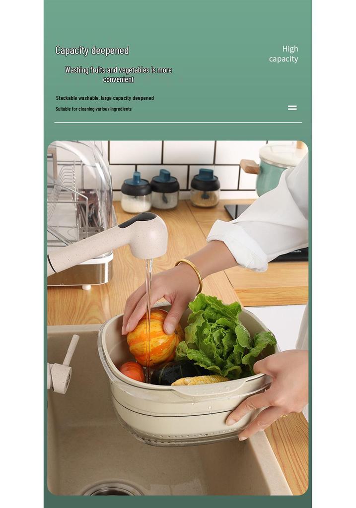 Transparent PET Plastic Multi-purpose Draining Basket - Drop-Resistant, Dustproof, Ideal for Vegetables & Fruits