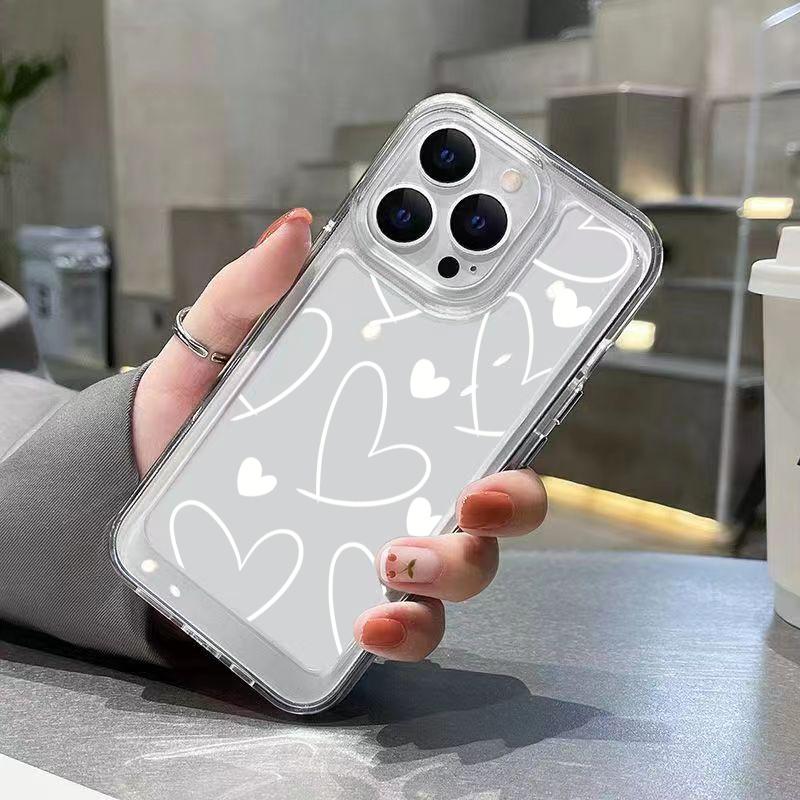 Transparent White Love Love Case For Samsung Galaxy S26 S25 S24 Ultra S23 FE S22 Plus S21 A56 A53 A34 A54 A35 A55 A16 Soft Cover