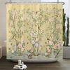 Flowers Birds Bath Curtain Waterproof Fabric Shower Curtains Floral Leaves Landscape Printing Bathroom Screen Home Decoration