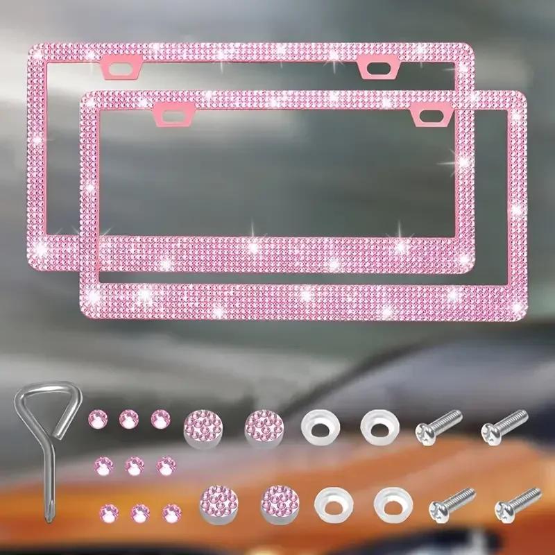 1/2PCS 31*16cm Bling Crystal License Plate Frame Women Rhinestone Car License Plate Frame Cover Holder Car Accessories New