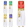 Boys Arabian Prince Costume Sleeveless Braided Vest Open Front Waistcoat Patchwork Pants Elastic Waist Halloween Cosplay