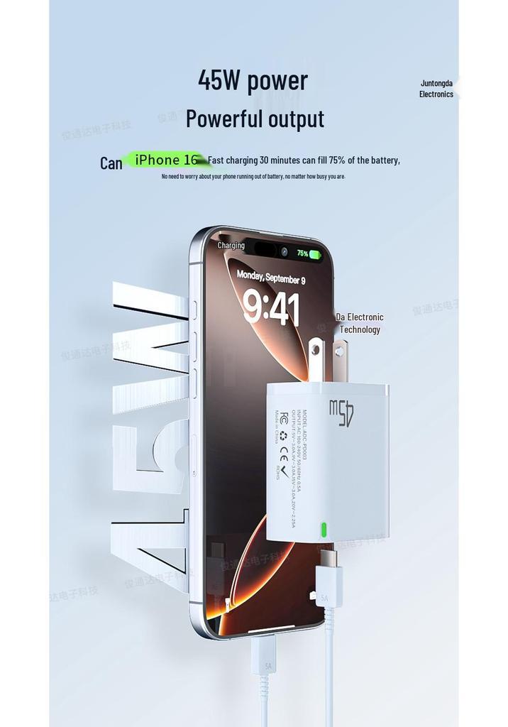 PD45W Macaron Fast Charger with Type-C Port for Apple, Huawei, and Xiaomi