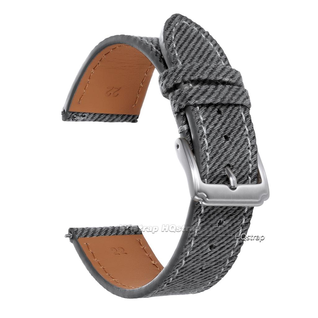 Denim Nylon Watch Strap Canvas Watchband 18mm 20mm 22mm for Seiko Stitched Cowhide Watch Band Men Women Quick Release Bracelet