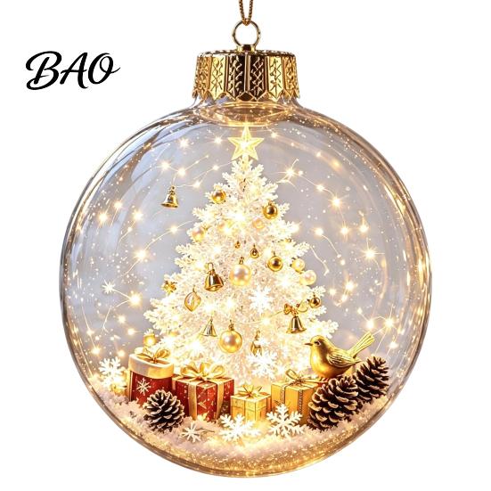Personalisierte Weihnachtsgeschenkideen Beleuchtete Kugeln, 3D-Miniatur-Szene zum Aufhängen mit warmem LED-Licht, Einzigartige Souvenir-Geschenke, Klares Acryl