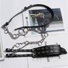 Hip Hop Detachable Metal Chain Leather Shoulder Strap Wide Belt Women Techwear Style Rivet Goth Punk Leather Belt Corset
