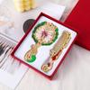 Portable Peacock Makeup Mirror Comb Set Hand-held Luxury Princess Make Up Mirror Metal Handle Embossing