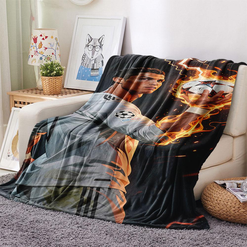 1PC CR7 Cristiano Ronaldo Patterned Flannel Blanket Suitable For All Seasons for Home Decor Warmth and Comfort Gifts Holiday Present