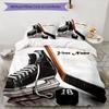 3PC Custom Name Hockey Equipment Artwork Bedding Set Duvet Cover Closure Includes 1 Duvet Cover & 2 Pillowcases for Bedroom