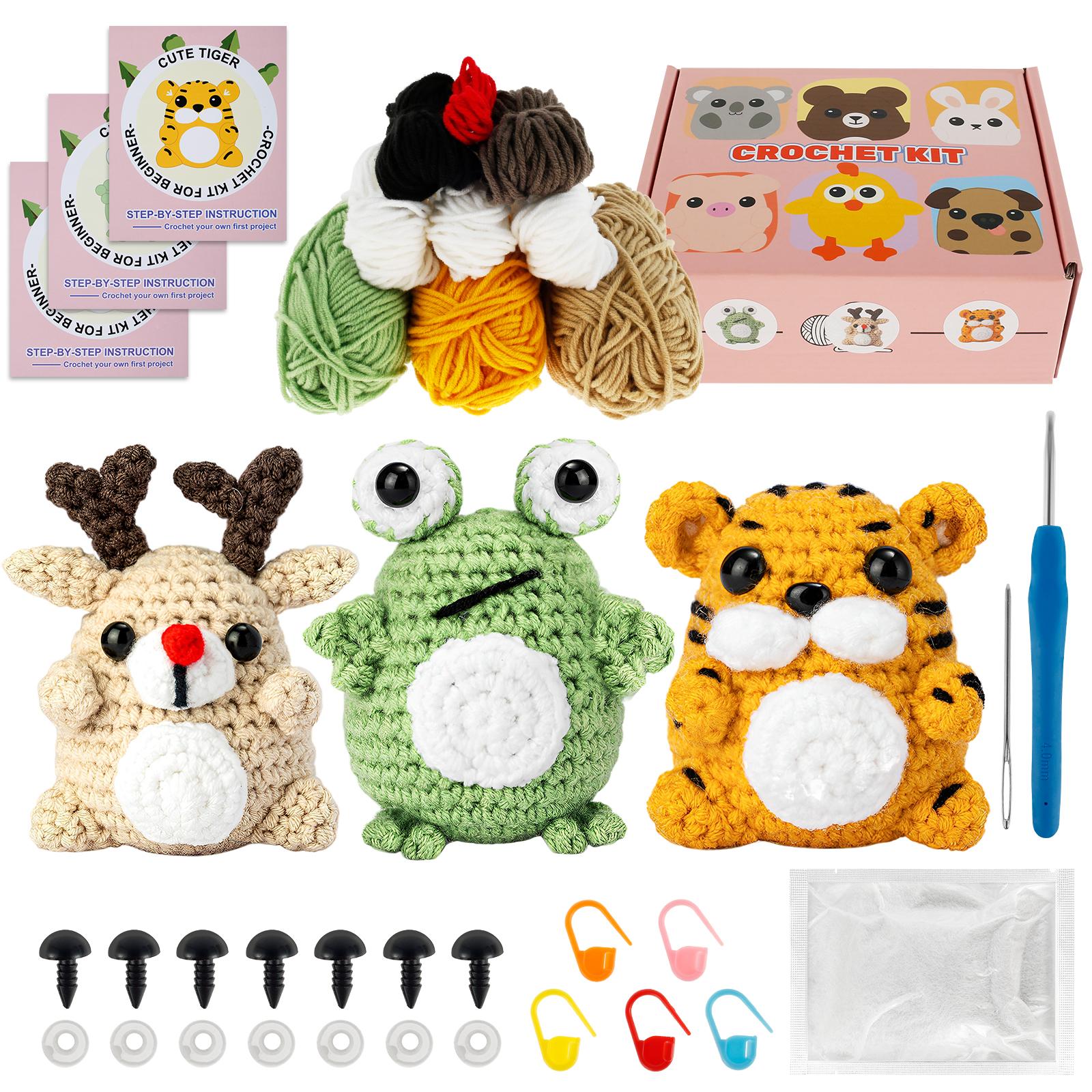 

5Pcs Crochet Hooks Kit for Beginners Adults DIY Knitting Crochet Bags Kit Adorable Vegetables Crochet Starter Kit 6 Colors Yarns