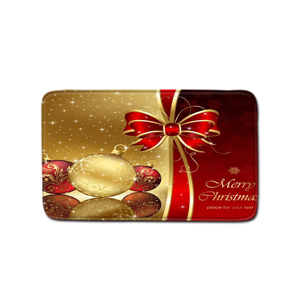 Christmas Home Door Mat Bathroom Toilet Shower Curtain Four-Piece Floor Mat Bedroom Absorbent Carpet
