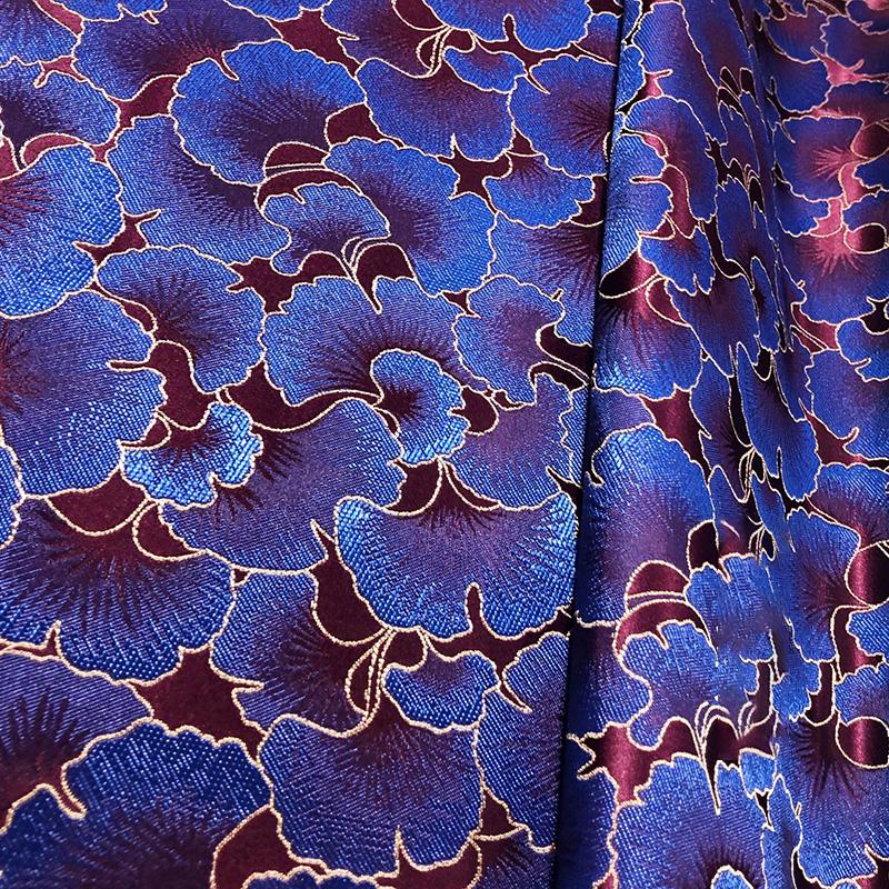 100*75cm Ginkgo Pattern Jacquard Brocade Fabrics For Satin Dress Designer Sewing Cheongsam Kimono Garment Diy Patchwork Material