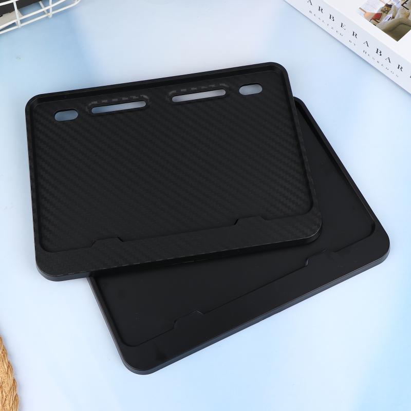 1Pcs Car License Plate Hollow Solid Double-Layer Motorcycle License Plate Frame Carbon Grain Resin License Plate Frame