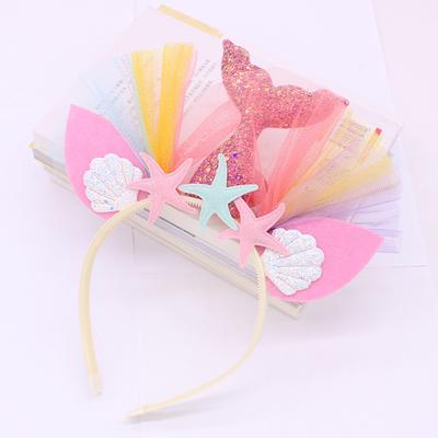 Shiny Pink Gold Mermaid Headband Gift Little Mermaid Party Decor Kids Girls Favors Happy Mermaid Theme Birthday Party Headwear