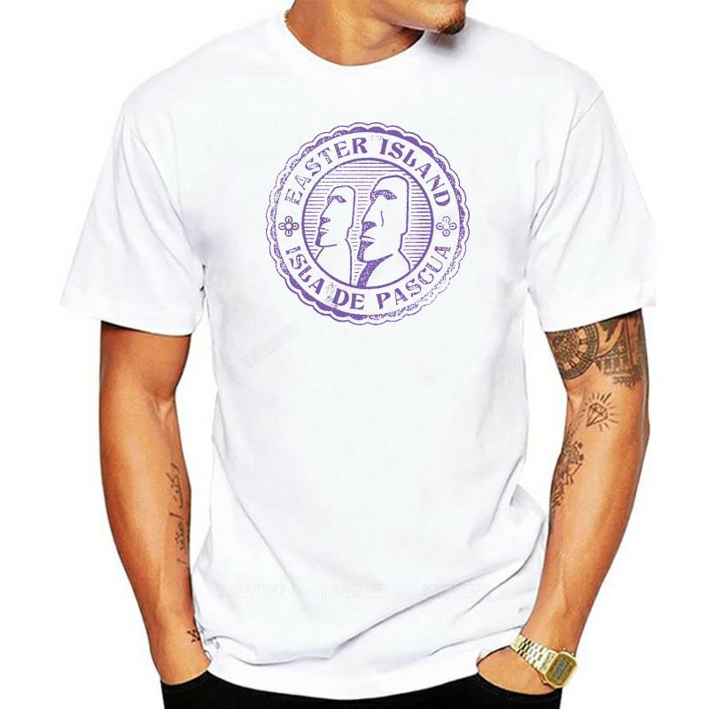 

Male tshirts black Easter Island Chile Grunge Stamp Print White T Shirt Harajuku Tops Classic Unique Tee Shirt S