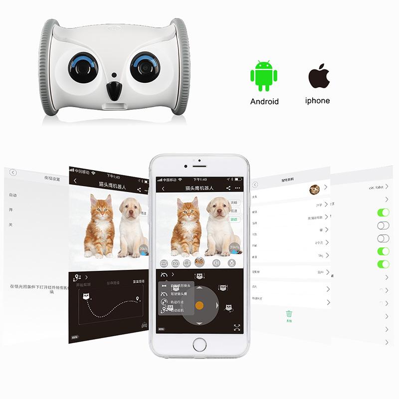 BOOTEELY Upgraded Automatic Smart Pet Toy Interactive Owl Robot Wifi With1080p Hd Video Camera Cat Dog Pet Supplies