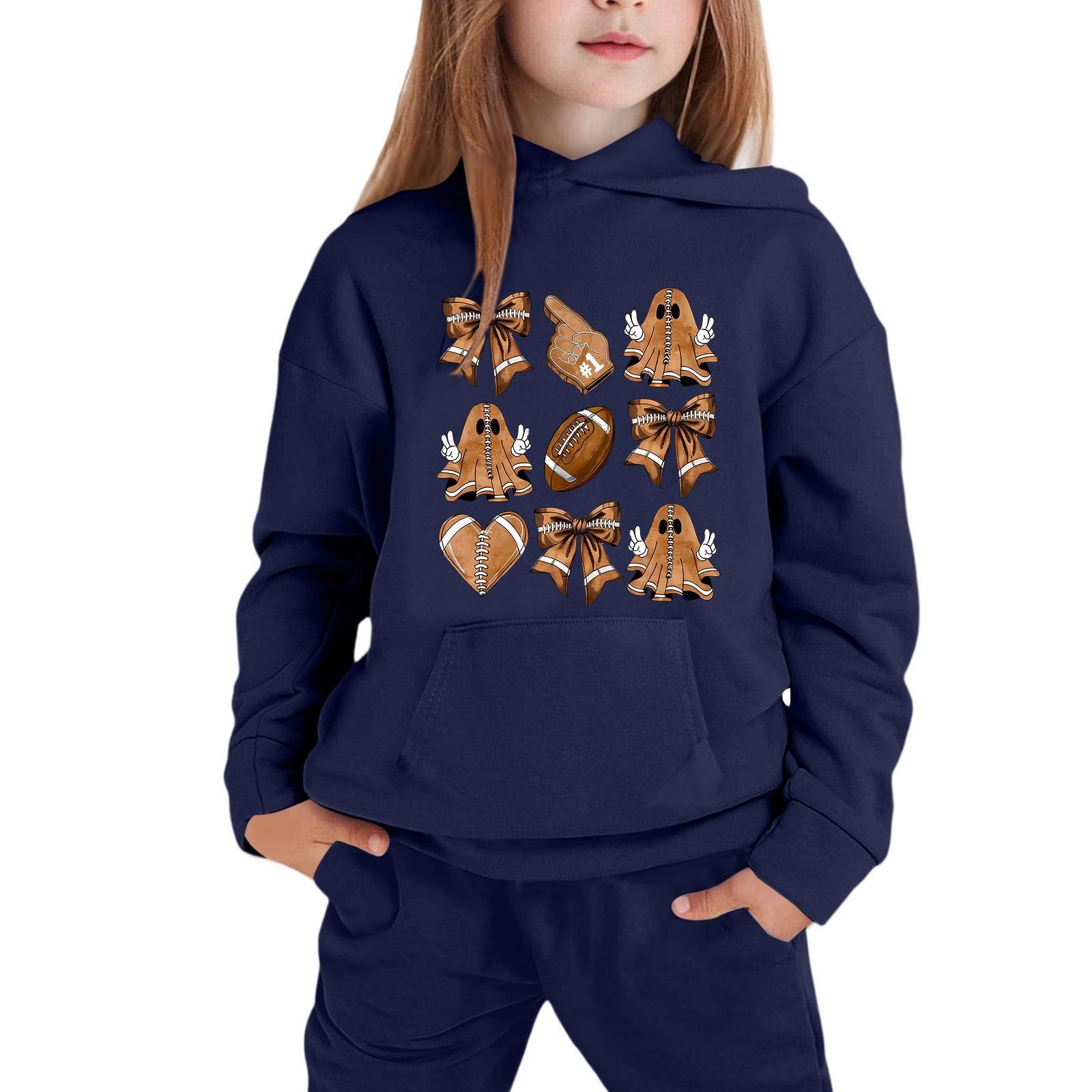 Kids Hooded Sweatshirt with Halloween Print Pullover Top 120