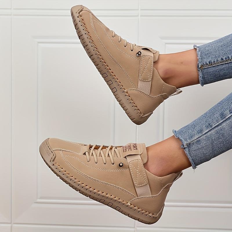 [Red Microfiber Sneakers] Vibrant Red Women's Microfiber Lace-Up Casual Sneakers | Low-Top Sporty Design, Breathable Fabric Lining