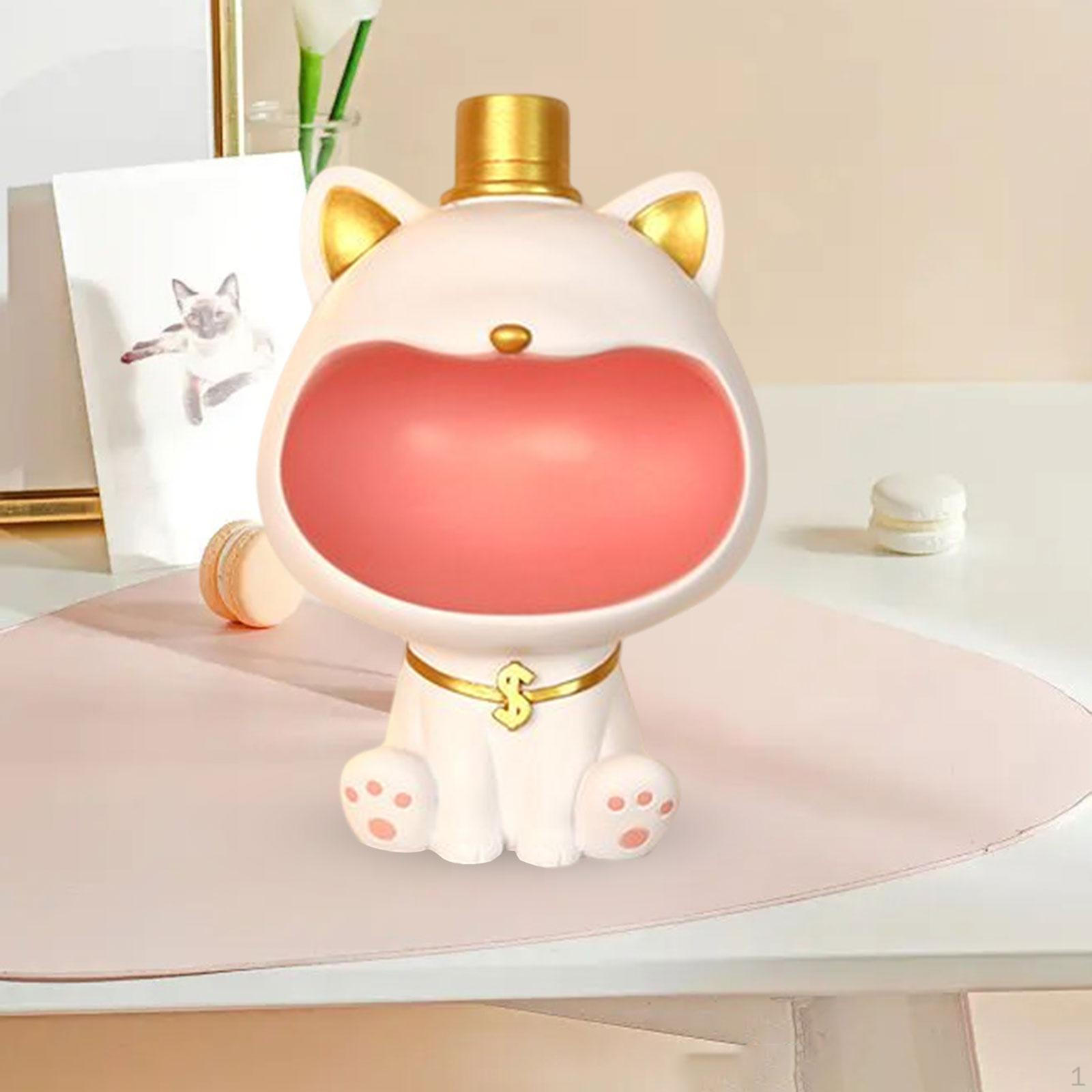 Cat Figurine Storage Box Desk Organizer Candy Nordic Statue of , Style A белый