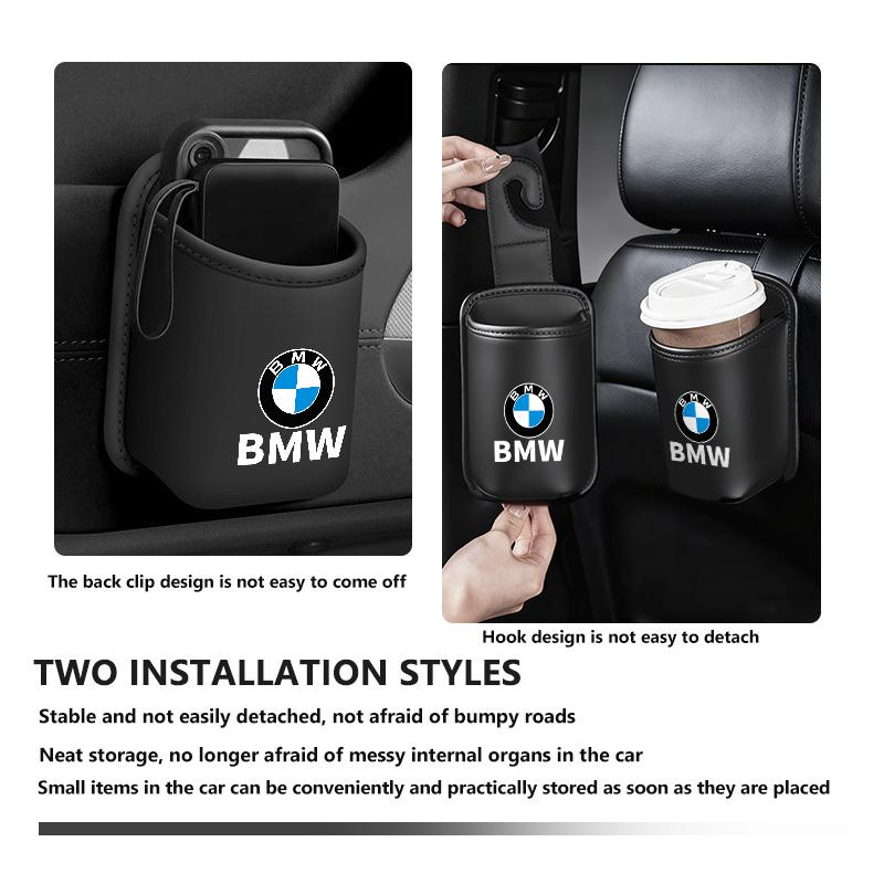Leather Car Back Seat Water Cup Holder Hang Drink Storage Box For BMW Performance X1 M3 M6 F01 F02 E34 E36 E60 F10 F20 X6 Gjvm37