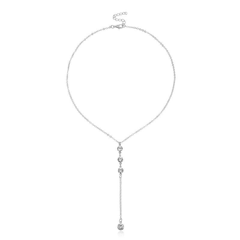 Elegant Geometric Y-shaped Rhinestone Clavicle Chain Necklace for Women