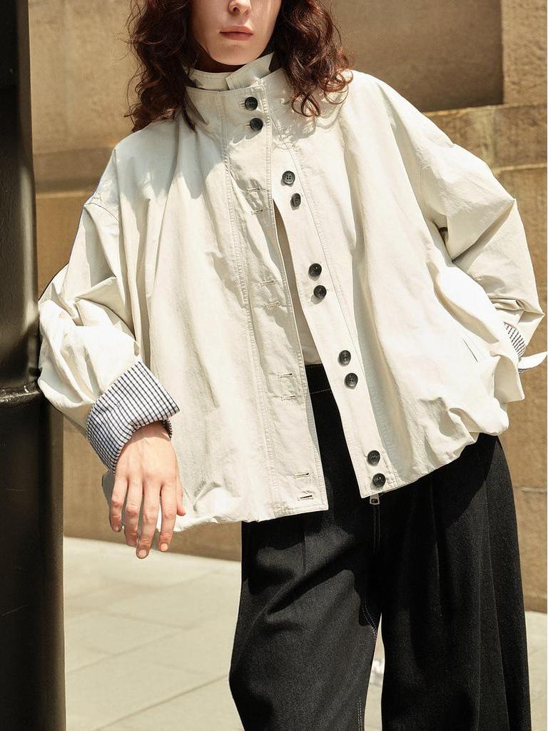 White Noise Jacket: ELLE Loose Bud-Shaped Women's Short Jacket - 2025 Autumn Workwear Top