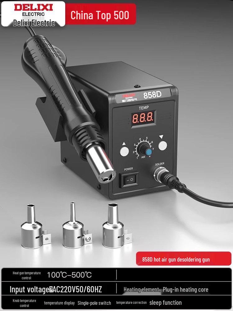 DELIXI 858D Lead-Free Hot Air & Soldering Station for Mobile & Computer Repair