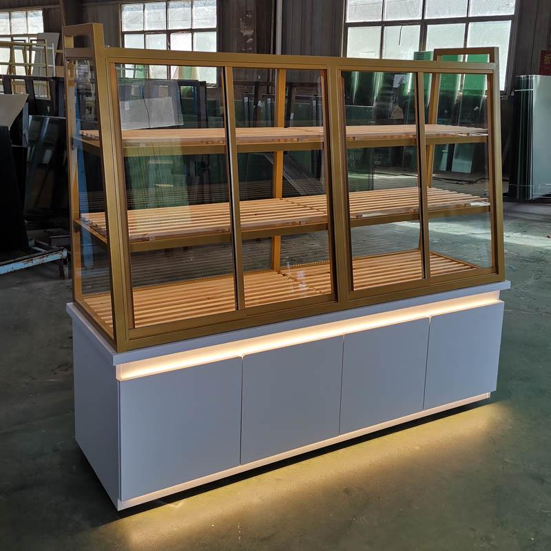 In-Stock Bakery Display Cabinet: Solid Wood & Wrought Iron Island with Drawers for Bread, Pastries, and Fried Goods