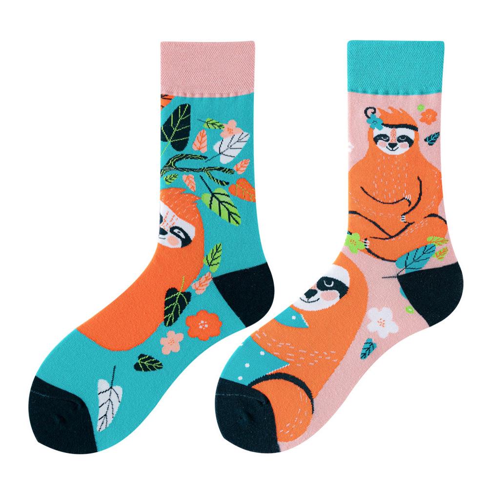 Asymmetric Colorful Christmas Cotton Socks for Couples